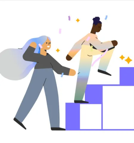 illustration of two women climbing stairs