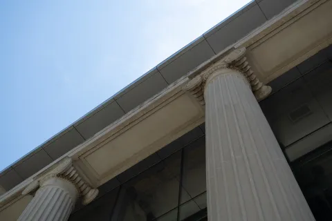 Picture of columns of Page Hall.